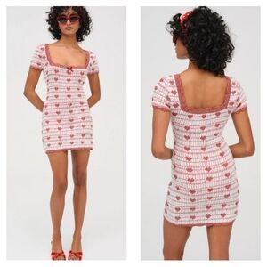 For Love&Lemons Candy Heart Knit Mini Dress